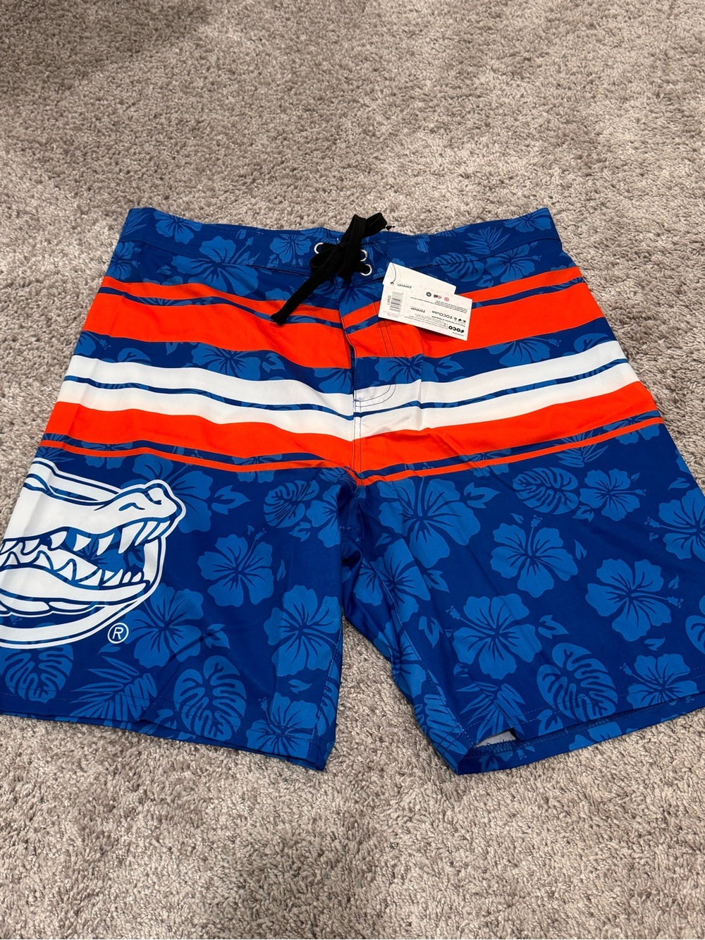 University of Florida Gators 🐊 Logo Blue & Orange Floral Board Shorts